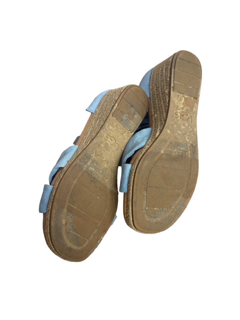 Ugg Yarrow Blue Canvas Espadrille Wedge Tie-Up Sandals Wedges Size 9 Women's - Picture 9 of 14